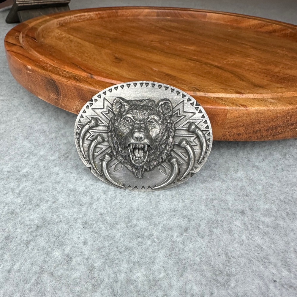 Vtg 1991 Siskiyou Buckle Co Grizzly Bear Claws Pewter Belt Buckle V-92 USA